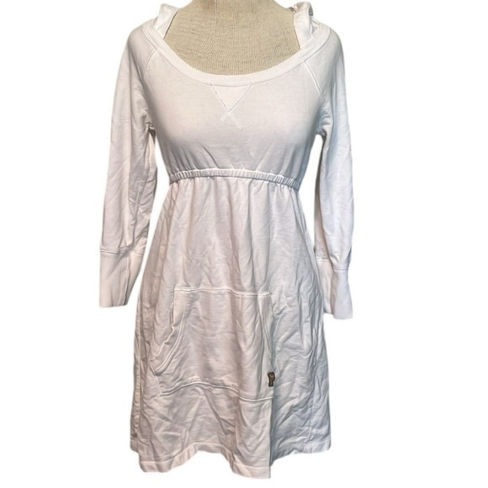 PINK Victoriaโs Secret hooded mini dress, white, long sleeve, small